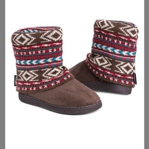 MUK LUKS moccasin brown raquel slipper boot LG